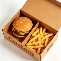 Boîte à emporter personnalisée en papier kraft pour burgers et frites, emballage alimentaire à compartiments, boîte à lunch jetable à clapet pour