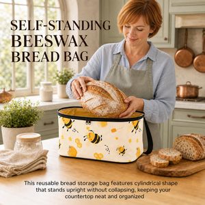 Boîte à pain rectangulaire personnalisée en cire d'abeille pour pain au levain, boîte à pain de comptoir, sac de rangement alimentaire avec poignée et double fermeture éclair - Product Image 6