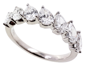 Bague ronde en diamant de laboratoire de taille brillante 18K bague de bijoux en or blanc massif D VVS Lab créé bague de demi-éternité en diamant - Product Image 2