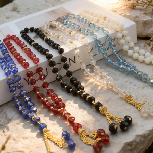 Venta al por mayor de joyería islámica YASEEN, rosario Dhikr musulmán de 33 piezas, cuentas de cristal redondas de 10 mm. - Product Image 1