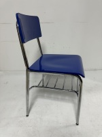 Chaise de formation OK-2069 avec dossier en PP brillant, assise rembourrée, pieds chromés et structure en contreplaqué pour salle de classe, amphithéâtre, conférence.