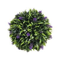 HOMCOM 2er-Set Langlebige Künstliche Kugelbäume und Lavendelblumen-Deko für Innen/Außen, 60cm Grün