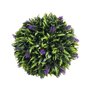 HOMCOM Lot de 2 décorations artificielles durables en plastique, arbre à boules et fleurs de lavande, pour intérieur/extérieur, 60 cm, vert - Product Image 4