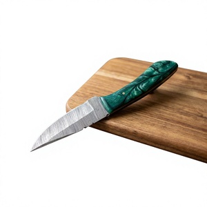 Couteau de camping à lame fixe en acier Damas avec manche en bois Pakka bleu 20 cm - Couteau de survie DIY pour l'extérieur - Product Image 5