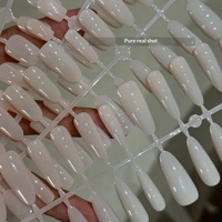 Faux ongles ultra-fins style Ins, sans couture, minimalistes, blanc laiteux, 30 pièces, motif ciel étoilé, forme amande