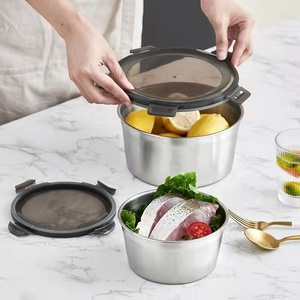 3-mảnh số lượng lớn kín thép không gỉ microwavable cách điện thực phẩm lưu trữ Container có nắp đậy <span class=keywords><strong>Stackable</strong></span> cho bữa ăn trưa - Product Image 2