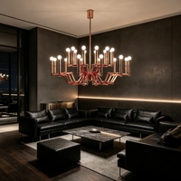 Luminaire de plafond décoratif moderne en métal poli à la main, design multi-bras articulés, pour villa, hôtel, salon