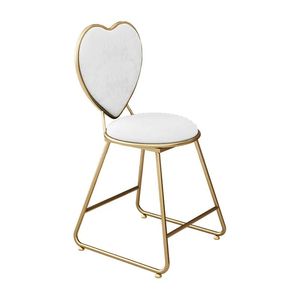 Taburete de tocador sencillo para dormitorio de niña con respaldo Love, silla popular en Instagram, elegante y lujosa para manicura. - Product Image 1