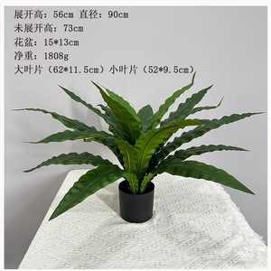 Fougère artificielle Meng Jie en forme de nid d'oiseau, 30cm-100cm, plante en pot en caoutchouc souple, grande décoration intérieure et extérieure - Product Image 2