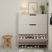 Meuble à chaussures minimaliste couleur crème noyer pour couloir, unité de rangement complète pour l'entrée de la maison, étagère à chaussures la plus vendue
