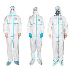 ชุดคลุมป้องกันทางการแพทย์แบบใช้แล้วทิ้งชนิดไมโครพอรัส PP ไม่ถักทอ น้ำหนัก 63 กรัมต่อตารางเมตร ตะเข็บเสริมด้วยเทป - Product Image 2