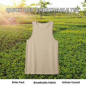 เสื้อกล้าม OEM สั่งทำโลโก้ได้ คุณภาพสูง เย็นสบาย ระบายอากาศดี ผลิตจากผ้าโพลีเอสเตอร์/คอตตอน 300 กรัม แห้งเร็ว ใส่ได้ทั้งชายและหญิง สไตล์ลำลอง ไม่มีแขน - Product Image 2