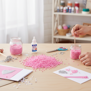 Perles en polyfoam rose de 2-3 mm, 9 g, pour projets de bricolage en mousse, marque Peiyong, fabriqué en Chine - Product Image 3