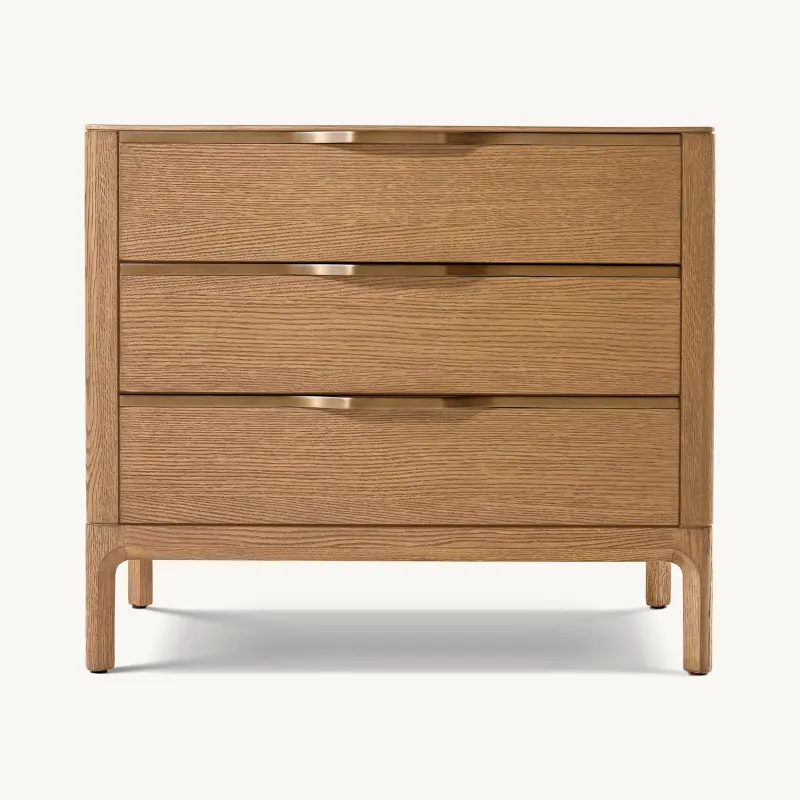 Luxury Design Nightstand Hotel Bedroom Villa Furniture Solid Wood Drawer Storage Bedside Table Nightstand