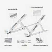 Penyangga Laptop Portabel Aluminium Promosi, Dapat Disesuaikan, untuk Notebook, Mabook, Tablet, Lipat