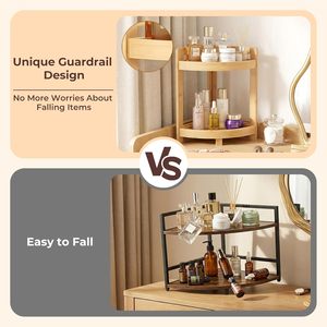 3-Tier Solid Wood Contemporary Luxury <strong>Corner</strong> <strong>Console</strong> <strong>Table</strong> Open Shelves Display Storage Rack Living Room Home Office Garage Grey - Product Image 3