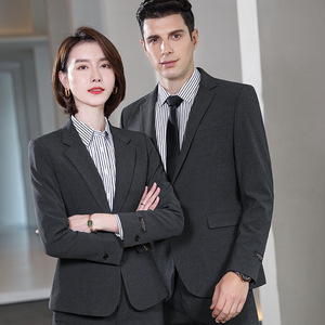 Unisex Gray Suit Set Full Sleeve Formal Autumn Wear For Office Professionals - Product Image 4