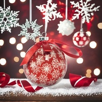 Boule de Noël en mousse enveloppée de papier de haute qualité, motif flocon de neige rouge et blanc festif, noyau en mousse durable, décoration de fêtes