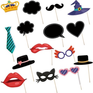 Panneau personnalisé pour photomaton avec support, kit d'accessoires pour photomaton, lèvres amusantes, lunettes, chapeaux pour décorations de mariage, de remise de diplôme, de bal de promo et de fête - Product Image 5