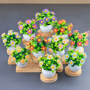 Piante Artificiali in Vaso Decorazioni da Scrivania per Ufficio Piccoli Ornamenti Fiori Artificiali in Plastica Verde Margherite - Product Image 2
