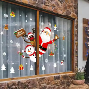 Lindo Santa Claus y muñeco <span class=keywords><strong>de</strong></span> nieve PVC ventana pegatina Feliz <span class=keywords><strong>Navidad</strong></span> pared pegatina para Centro Comercial pegatinas decorativas - Product Image 1