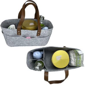 Petit sac de rangement portable en toile naturelle souple avec fermeture éclair, étanche, bandoulière, capacité 2-2,9 L, pour articles de puériculture - Product Image 2