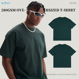 RTS 280 gramos en blanco de gran tamaño camiseta Unisex venta al por mayor de peso pesado 100% algodón de lujo gimnasio para hombres camiseta - Product Image 3