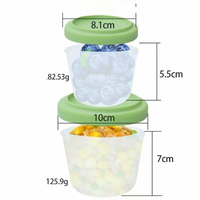 Boîte de rangement pour réfrigérateur en silicone hermétique transparente avec couvercle, lot de 2, grande et petite, rectangulaire, carrée, ronde, récipient alimentaire