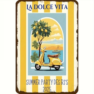 Targa in Metallo La Dolce Vita, Placca in Latta Scooter Estivo Italiano, Decorazione Murale Vintage per la Casa - Product Image 4
