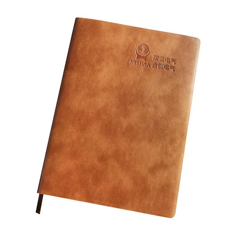 Manufacturer customized soft leather cover notebook with emboss logo PU cover notepad with hot stamp logo soft PU cover notebook
