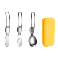 Ensemble de couverts pliables portables en acier inoxydable de haute qualité – Couteau, fourchette, cuillère pour camping, bureau, étudiant, voyage, mariage