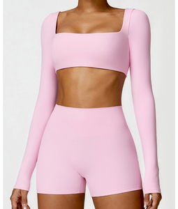 Premium Women's Long Sleeve High Elastic Girls Soft Push up <strong>Supportive</strong> Sports Yoga <strong>Crop</strong> <strong>Top</strong> - Product Image 1