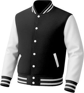 Veste <span class=keywords><strong>de</strong></span> baseball décontractée en <span class=keywords><strong>molleton</strong></span> 100% <span class=keywords><strong>polyester</strong></span> <span class=keywords><strong>de</strong></span> haute qualité pour hommes, veste varsity tendance, couleur contrastée, style bomber - Product Image 1