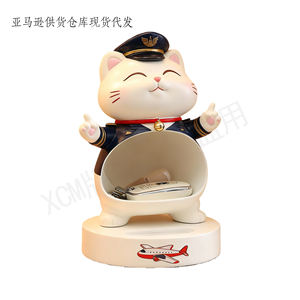 Bol de rangement Barbeur Chat Porte-clés - Sculpture de chat coiffeur en résine personnalisée, cadeau pour entrée et bureau, pour organiser clés et pièces de monnaie - Product Image 2