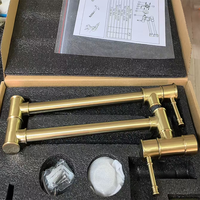 Robinet de cuisine multifonction pliable en laiton brossé doré non revêtu