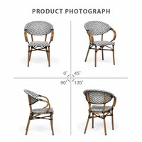 (E8029-T4) Chaises de salle à manger en tissu empilables pour l'extérieur, usage commercial, maison, café, avec accoudoirs