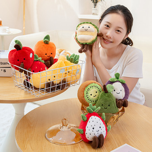 Boneka Plush Buah Seri Simulasi Kreatif, Ornamen Meja Durian & Stroberi yang Lucu, untuk Mesin Cakar - Product Image 6
