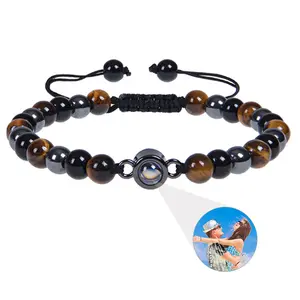 Wholesale Custom 6mm Natural Stone Loose Beads Photo Projection Bracelet For Girl And Boy