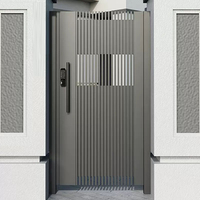 Portail d'entrée battant automatique moderne, pliant électrique en aluminium, design écologique pour allée extérieure, villa, appartement, modélisation 3D