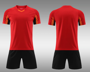 Men's Red Soccer Jersey Set Short Sleeve V-Neck Moisture Wicking <b>Athletic</b> Fit All Seasons Sublimated Print - Product Image 5