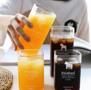 Gli uomini e le <span class=keywords><strong>donne</strong></span> di vetro tazza di acqua creativo <span class=keywords><strong>delle</strong></span> colazione bere quadrato trasparente tazza di succo di - Product Image 1