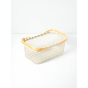 Moderne MEILLEUR manche en bois maille d'acier carré panier de rangement cuisine salle de bain outil alimentaire organisateur fer plastique pour vaisselle outils - Product Image 1