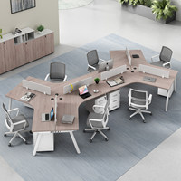 BGZ-224X Bureaux minimalistes pour personnel de bureau pour 3/4/5 personnes, combinaison de bureaux informatiques pour 6 personnes avec fonction de démontage