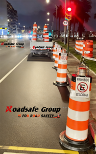 ROADSAFE Original con Luz LED de Advertencia Roja, <span class=keywords><strong>Barrera</strong></span> Delimitadora de Tráfico Flexible y Removible, Tambor de Tráfico, Poste, Delineador - Product Image 3