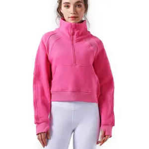 Nueva ropa de yoga Lulu sports coat media cremallera cuello de pie moda dedo botón Lulu Top running fitness HOODIE chaqueta de yoga