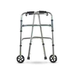 Aluminum Alloy <b>Walker</b> With Wheels For Elderly And <b>Disabled</b> Mobility Aid Bright Silver Matte Silver - Product Image 2