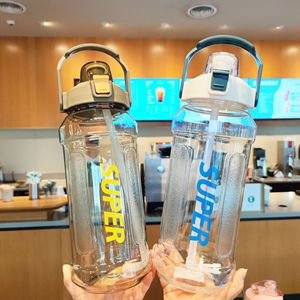 Super Water Bottle 2L Dual Straw Portable For Outdoor Sports Fitness School Travel - Product Image 3
