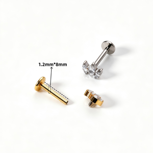 <span class=keywords><strong>Piercing</strong></span> Labret de <span class=keywords><strong>Titanio</strong></span> <span class=keywords><strong>G23</strong></span> ASTM F136 16G con Rosca Interna y Parte Trasera Plana <span class=keywords><strong>para</strong></span> Labio, Tragus, Daith, Hélix, Rook y Cartílago - Product Image 3
