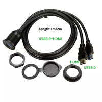 Cable de Extensión HDMI Impermeable IP65 USB3.0, Macho a Hembra, 1m, para Montaje Empotrado en Panel, para Tablero de Auto, Barco, Motocicleta, Instalación DIY