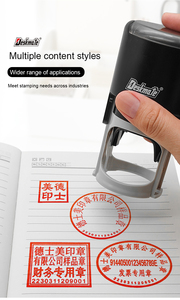 Sello Automático Personalizado Deskmate RP-0017 <span class=keywords><strong>con</strong></span> <span class=keywords><strong>Nombre</strong></span> y Logotipo para Oficina, Sello de Plástico Autoentintable <span class=keywords><strong>con</strong></span> Impresión Digital y Almohadilla de Tinta R17mm - Product Image 3